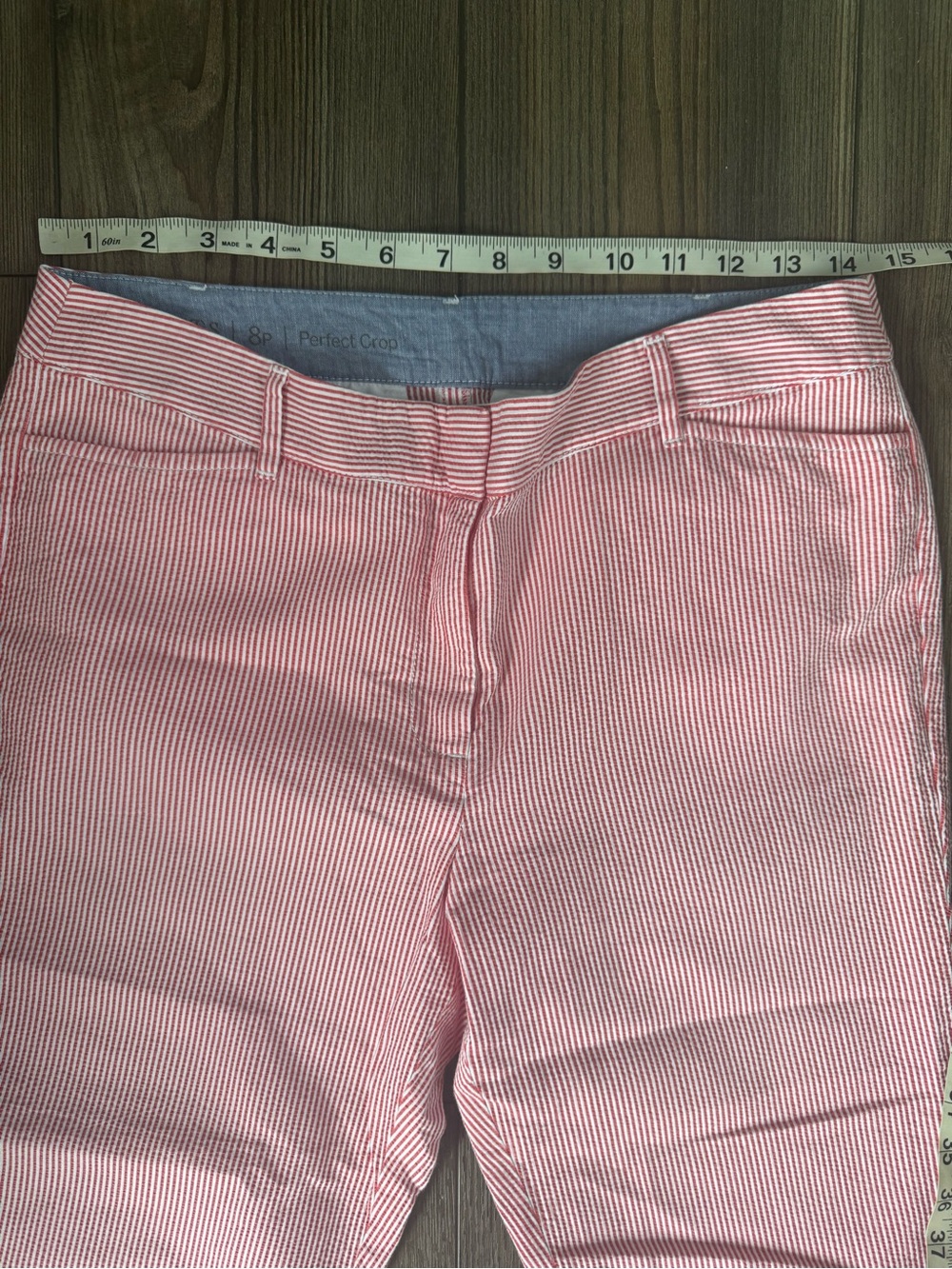 TALBOTS 8P Women’s Red White Seersucker Stripe Perfect Crop Pants